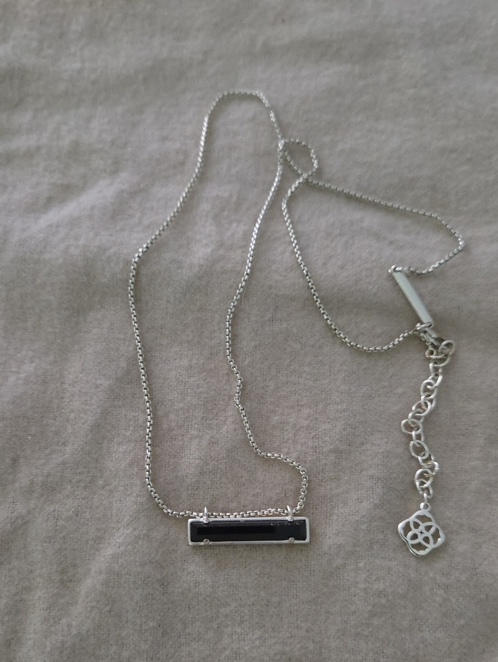 Gold Kendra Scott Necklace with Black Bar Pendant